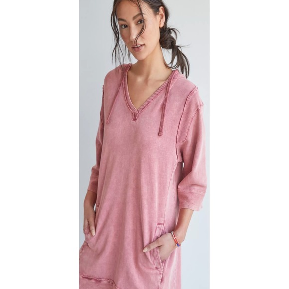 Daily Practice Dresses & Skirts - Daily‎ Practice by Anthropologie Flounced Hoodie Mini Dress XS Heathered Pink
